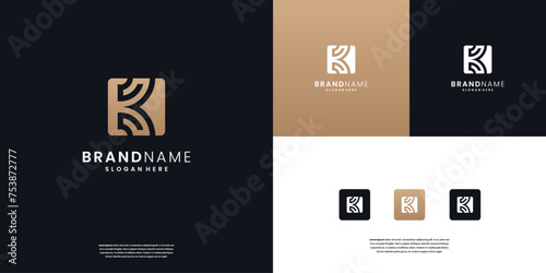 Golden letters K logo design template