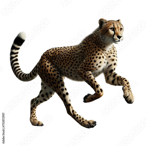 Cheetah on transparent background running