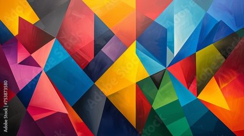 Colorful abstract geometric background with dynamic triangular shapes.