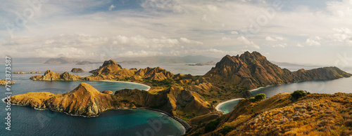 View of Padar island with its three beaches, pink, white and black photo