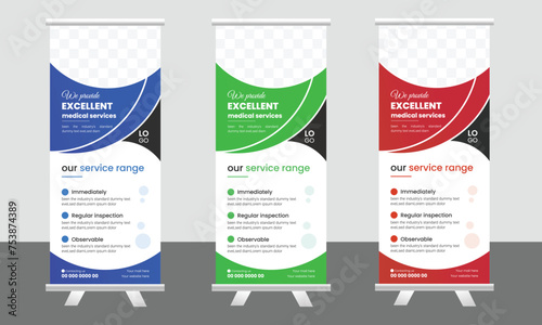 Medical Roll Up Banner design templet free vector (ID: 753874389)