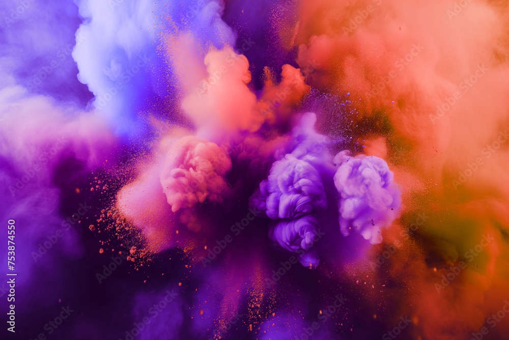AI Generated Image. Colorful powder paint explosion at high speed AI Generated Image. Colorful powder paint explosion at high speed