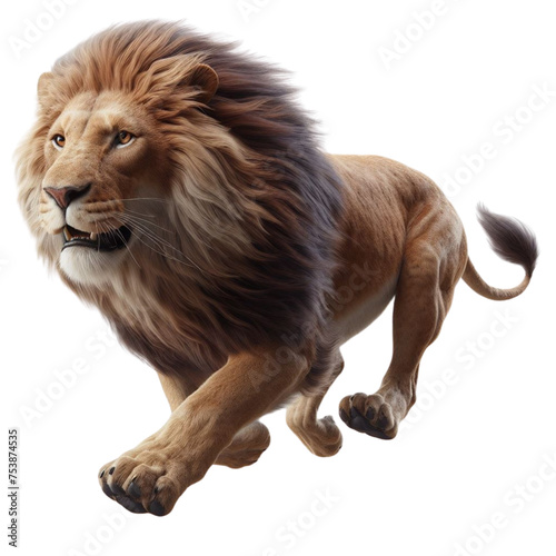 Lion on transparent background running