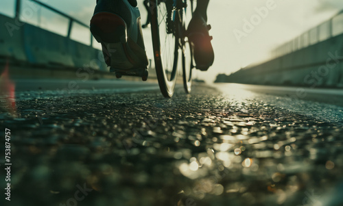 AI Generated Image. Low section of the road cycler photo