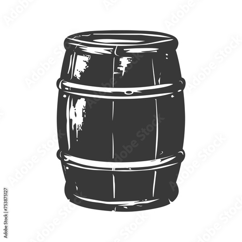 Silhouette of drum or barrel black color only