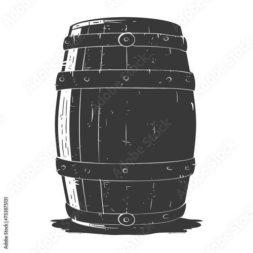 Silhouette of drum or barrel black color only