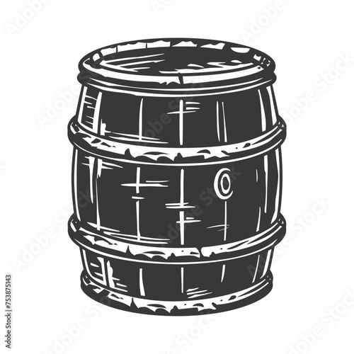 Silhouette of drum or barrel black color only