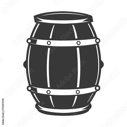 Silhouette of drum or barrel black color only