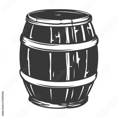 Silhouette of drum or barrel black color only