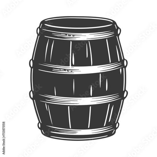 Silhouette of drum or barrel black color only