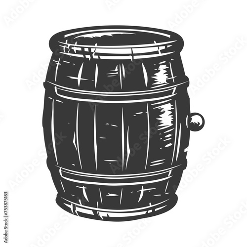 Silhouette of drum or barrel black color only