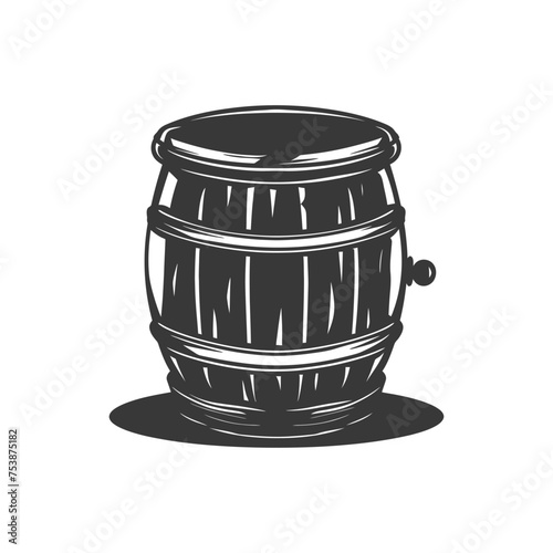 Silhouette of drum or barrel black color only