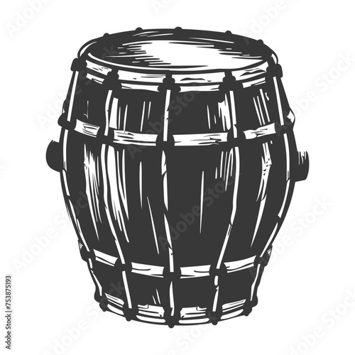 Silhouette of drum or barrel black color only