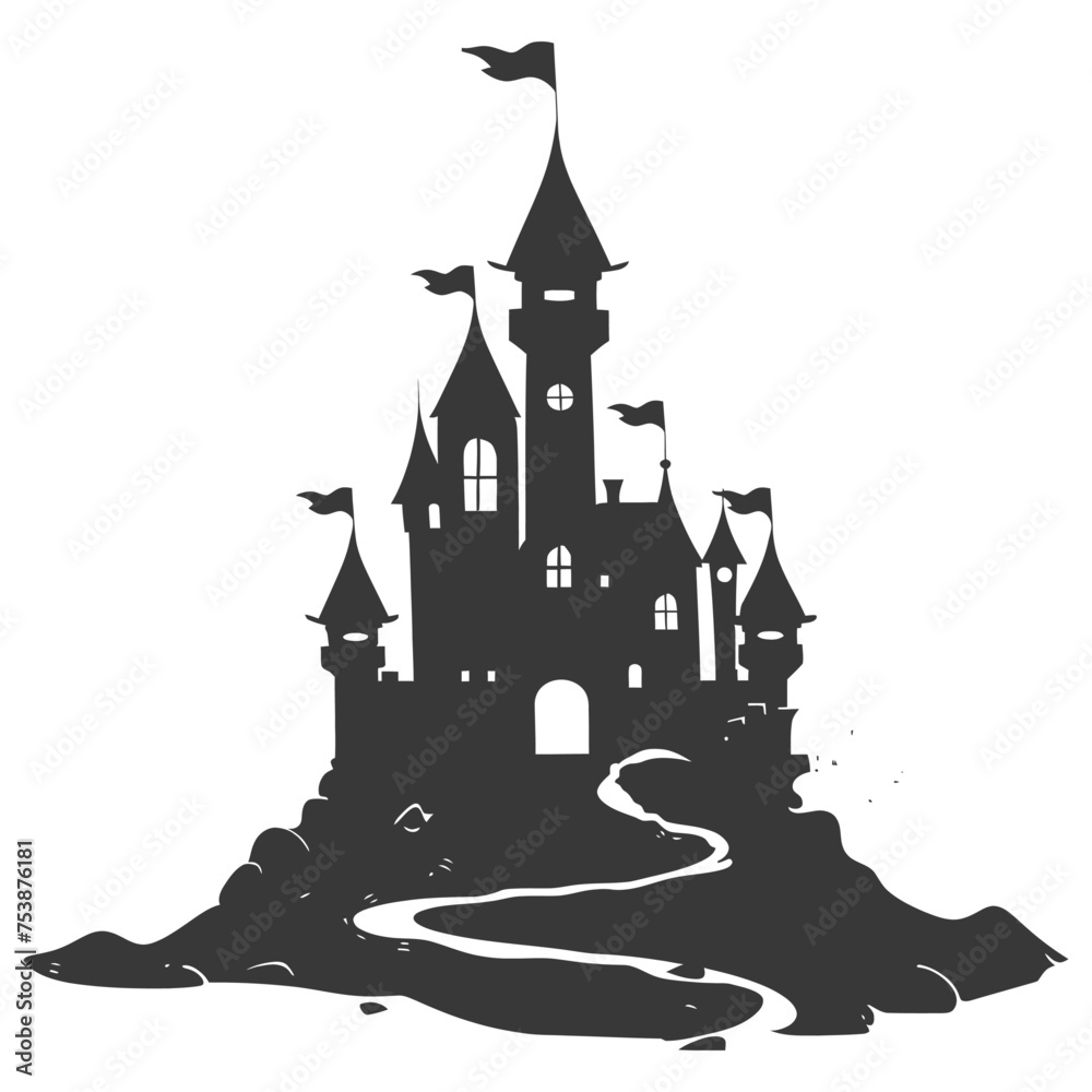 Obraz premium Silhouette sand castle black color only