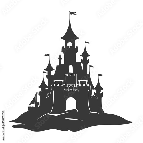 Silhouette sand castle black color only
