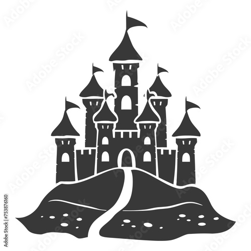 Silhouette sand castle black color only