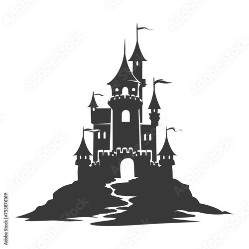 Silhouette sand castle black color only