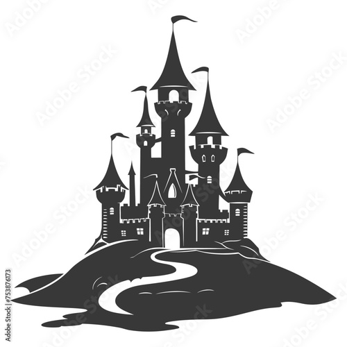 Silhouette sand castle black color only