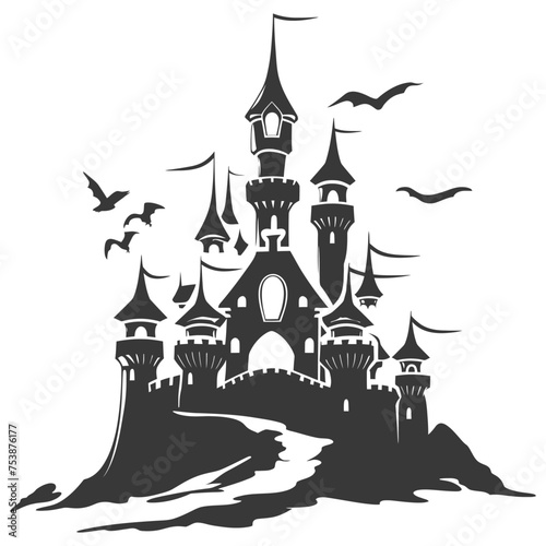 Silhouette sand castle black color only