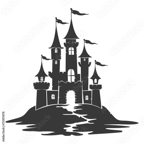 Silhouette sand castle black color only