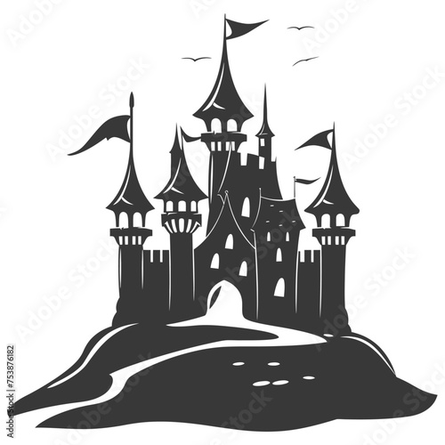 Silhouette sand castle black color only