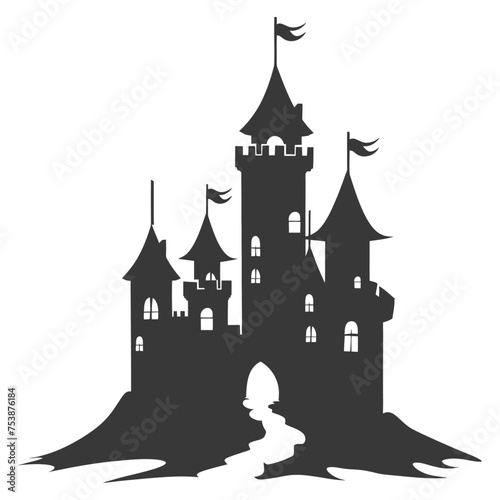 Silhouette sand castle black color only