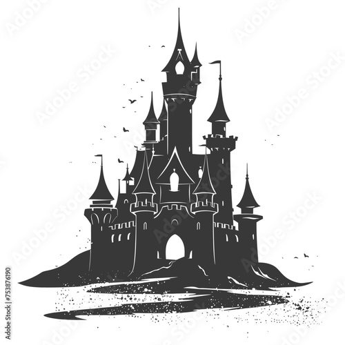 Silhouette sand castle black color only
