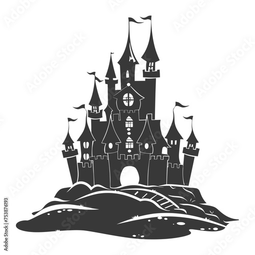 Silhouette sand castle black color only