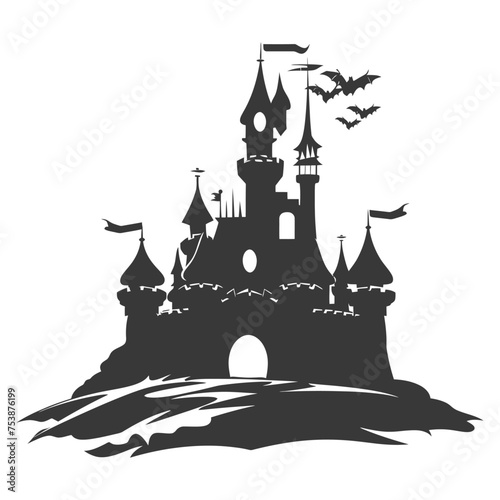 Silhouette sand castle black color only