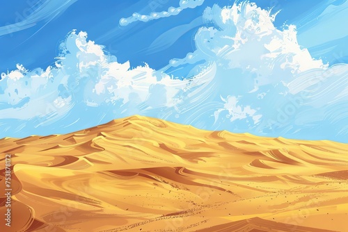 Detailed desert landscape Showcasing the beauty and solitude of sand dunes under a vast Open sky