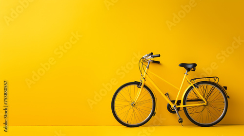A hybrid commuter bike on a light yellow background photo