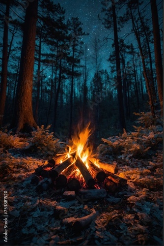 Bonfire in the night forest © Kirill