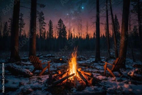 Bonfire in the night forest © Kirill