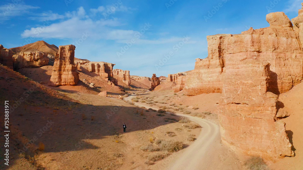 Aerial view of Charyn canyon, Kazakhstan. Beautiful view of the canyon