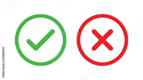 Right And Wrong icon Vector Illustration. Check mark and Cross mark Symbol. Yes And No Check Marks Icons.
