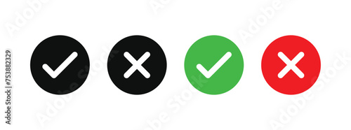 Right And Wrong icon Vector Illustration. Check mark and Cross mark Symbol. Yes And No Check Marks Icons.  © SHOBU
