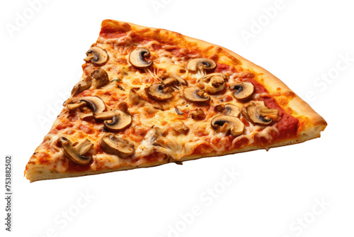 Slice of Mushroom Pizza Ixolated on a Transparent Background 