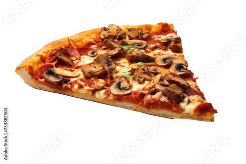 Slice of Mushroom Pizza Ixolated on a Transparent Background  photo