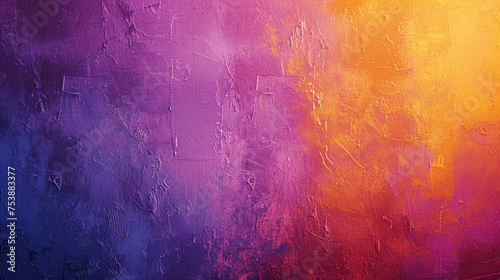  紫、オレンジ、青、ピンクの粒子の粗いグラデーション背景GenerativeAI