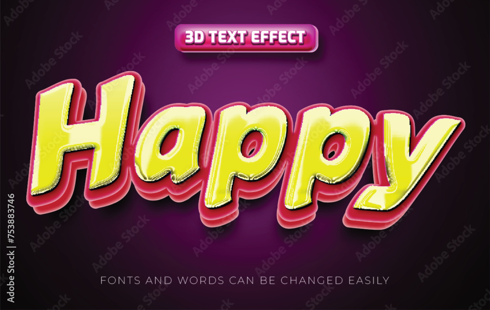 Happy occasion 3d editable text effect style