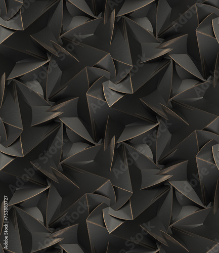 3d wallpaper pattern of black geometry. photo