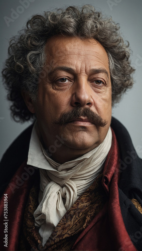 Realistic Portrait of French Novelist Alexandre Dumas author of the The Count of Monte Cristo, The Three Musketeers, Twenty Years After and The Vicomte of Bragelonne: Ten Years Later 