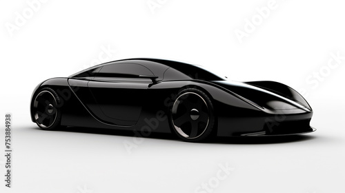 A sleek black sport car isolated on white background