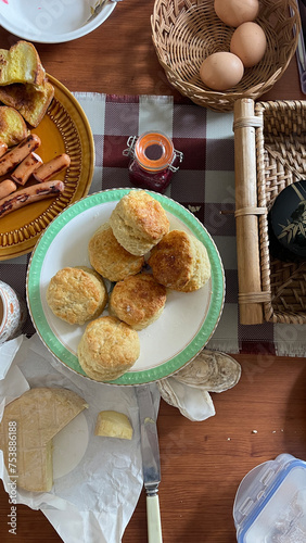 A table served with breakfast goodies