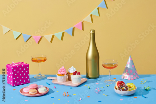 Table with sweets prepared for Birthday party
