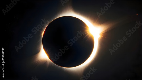Complete Solar Eclipse In Dark Sky