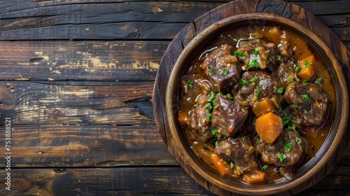 Rustic Osso Buco Delight on Dark Wooden Background