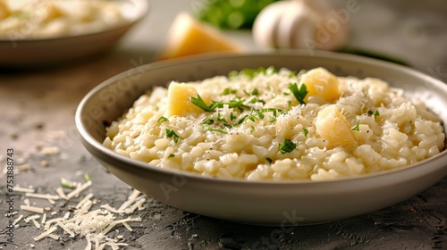 Luscious Risotto Topped with Shaved Parmesan and Fresh Herbs