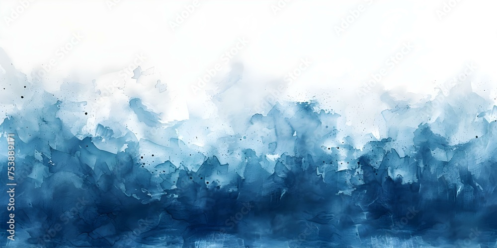 Soft brush strokes in white and blue create a vibrant watercolor backdrop. Concept Watercolor Effect, Soft Brush Strokes, Vibrant Colors, White and Blue Palette - obrazy, fototapety, plakaty 