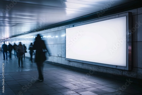 Empty billboard in subway station. Street mockup concept. Template for design, advertising, banner. Urban marketing